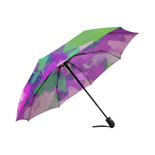 psychedelic geometric polygon pattern abstract in pink purple green Auto-Foldable Umbrella (Model U04)