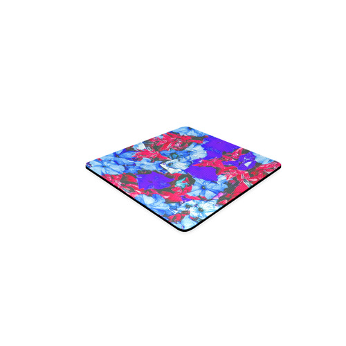 closeup flower texture abstract in blue purple red Square Coaster