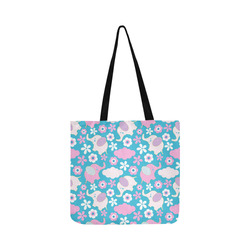 Cute Baby Pink Elephant Floral Reusable Shopping Bag Model 1660 (Two sides)