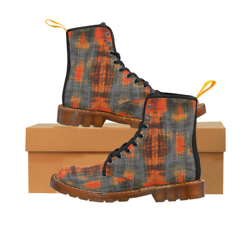 vintage geometric pattern abstract in orange brown black Martin Boots For Men Model 1203H