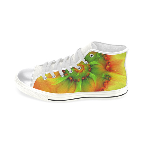 Hot Summer Green Orange Abstract Colorful Fractal Women's Classic High Top Canvas Shoes (Model 017)