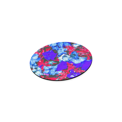 closeup flower texture abstract in blue purple red Round Coaster
