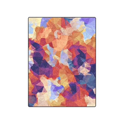 psychedelic geometric polygon pattern abstract in orange brown blue purple Blanket 50"x60"
