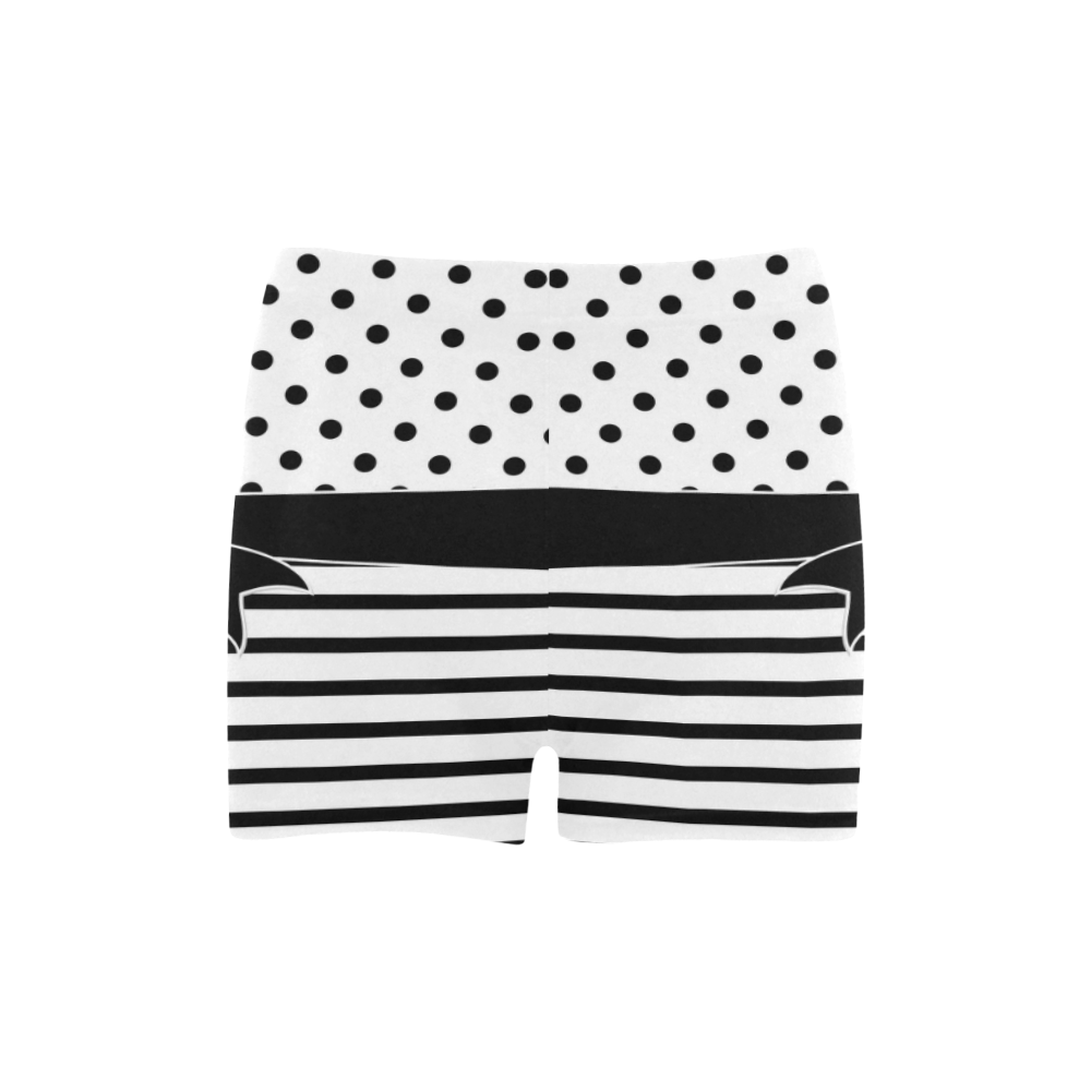 Polka Dots Stripes black white Ribbon black Briseis Skinny Shorts (Model L04)