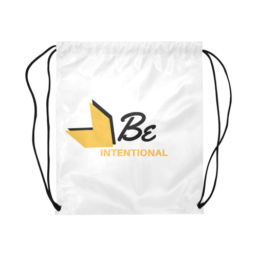 Be Intentional White Design Large Drawstring Bag Model 1604 (Twin Sides)  16.5"(W) * 19.3"(H)