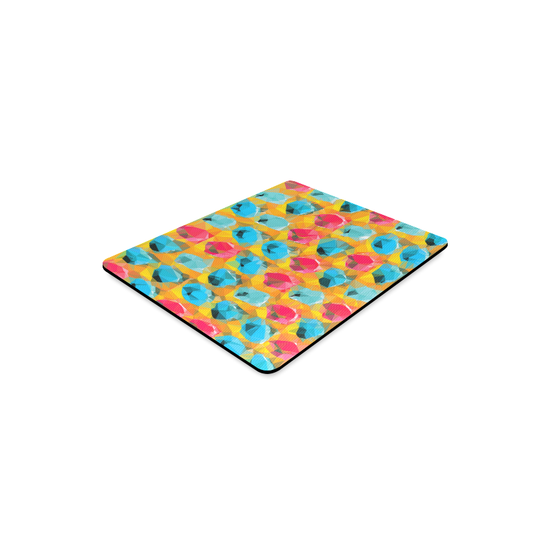 geometric polygon abstract pattern in blue orange red Rectangle Mousepad