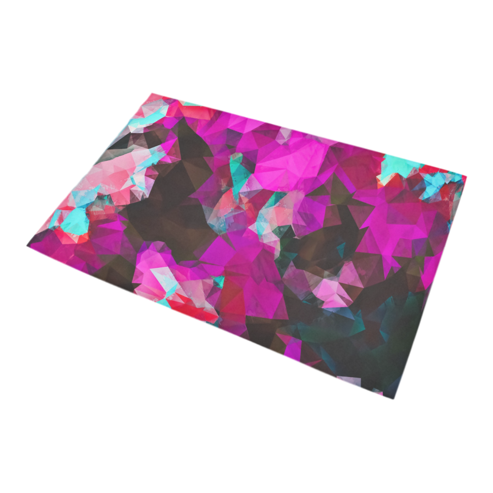 psychedelic geometric polygon abstract pattern in purple pink blue Bath Rug 20''x 32''