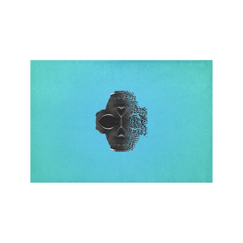fractal black skull portrait with blue abstract background Placemat 12’’ x 18’’ (Set of 2)