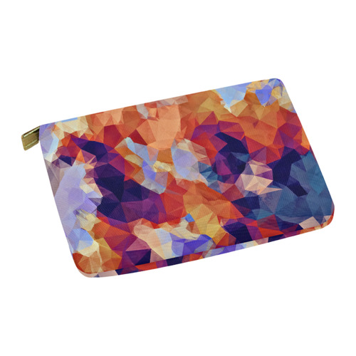 psychedelic geometric polygon pattern abstract in orange brown blue purple Carry-All Pouch 12.5''x8.5''