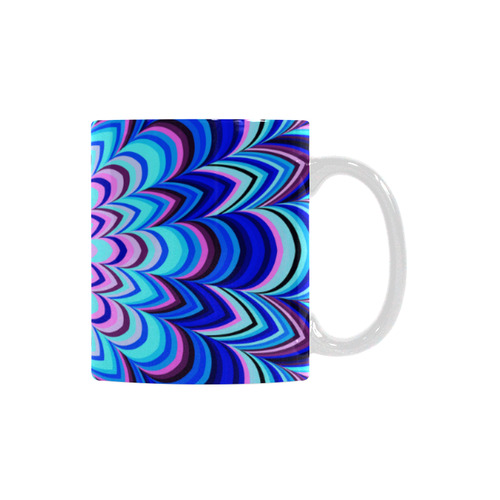 Neon blue striped mandala White Mug(11OZ)