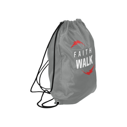 Faith Walk Gray Design Large Drawstring Bag Model 1604 (Twin Sides)  16.5"(W) * 19.3"(H)