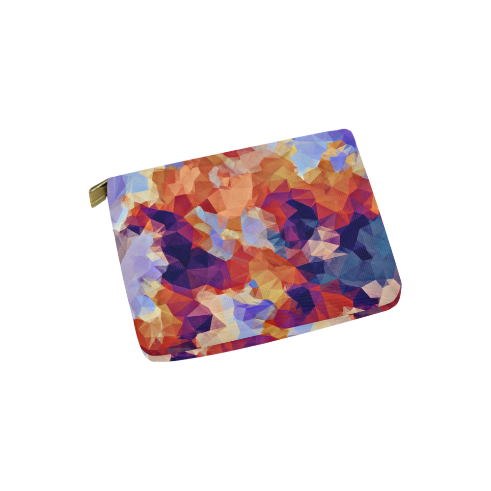 psychedelic geometric polygon pattern abstract in orange brown blue purple Carry-All Pouch 6''x5''