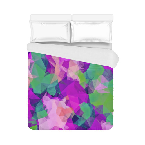 psychedelic geometric polygon pattern abstract in pink purple green Duvet Cover 86"x70" ( All-over-print)