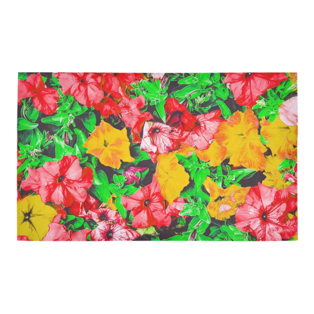 closeup flower abstract background in pink red yellow with green leaves Azalea Doormat 30" x 18" (Sponge Material)