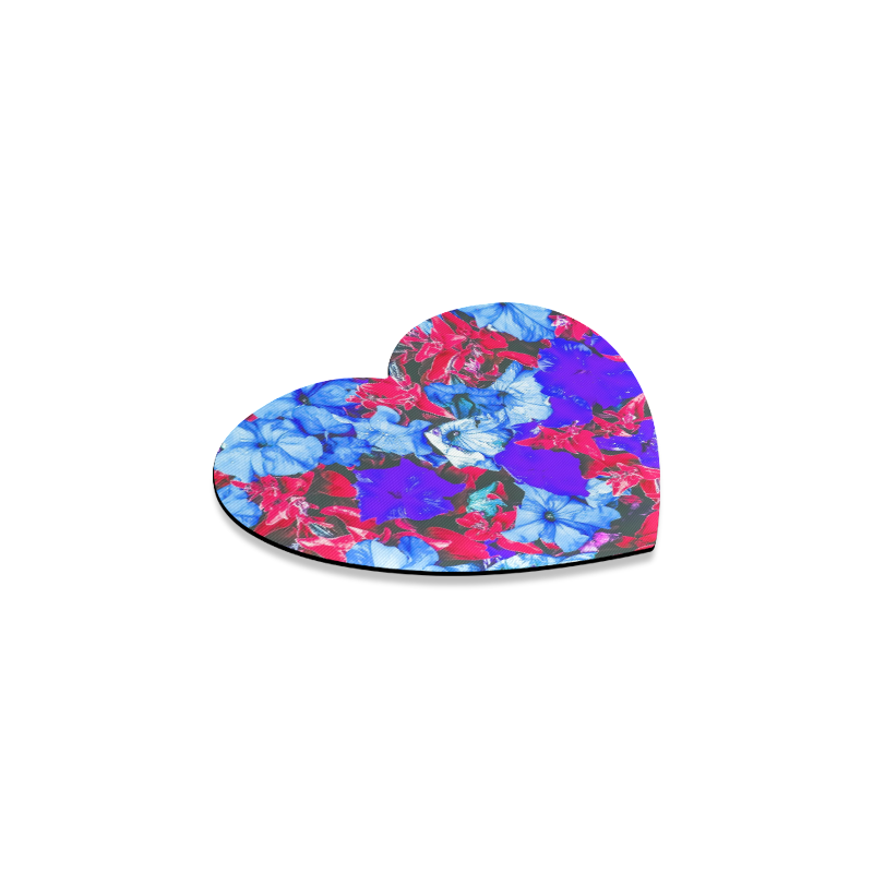 closeup flower texture abstract in blue purple red Heart Coaster
