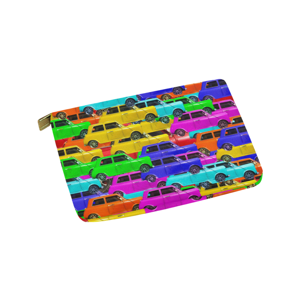 vintage car toy background in yellow blue pink green orange Carry-All Pouch 9.5''x6''