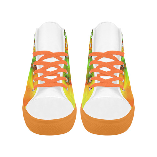 Hot Summer Green Orange Abstract Colorful Fractal Aquila High Top Microfiber Leather Women's Shoes/Large Size (Model 032)