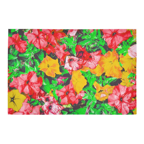 closeup flower abstract background in pink red yellow with green leaves Azalea Doormat 24" x 16" (Sponge Material)