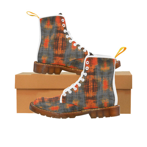 vintage geometric pattern abstract in orange brown black Martin Boots For Men Model 1203H