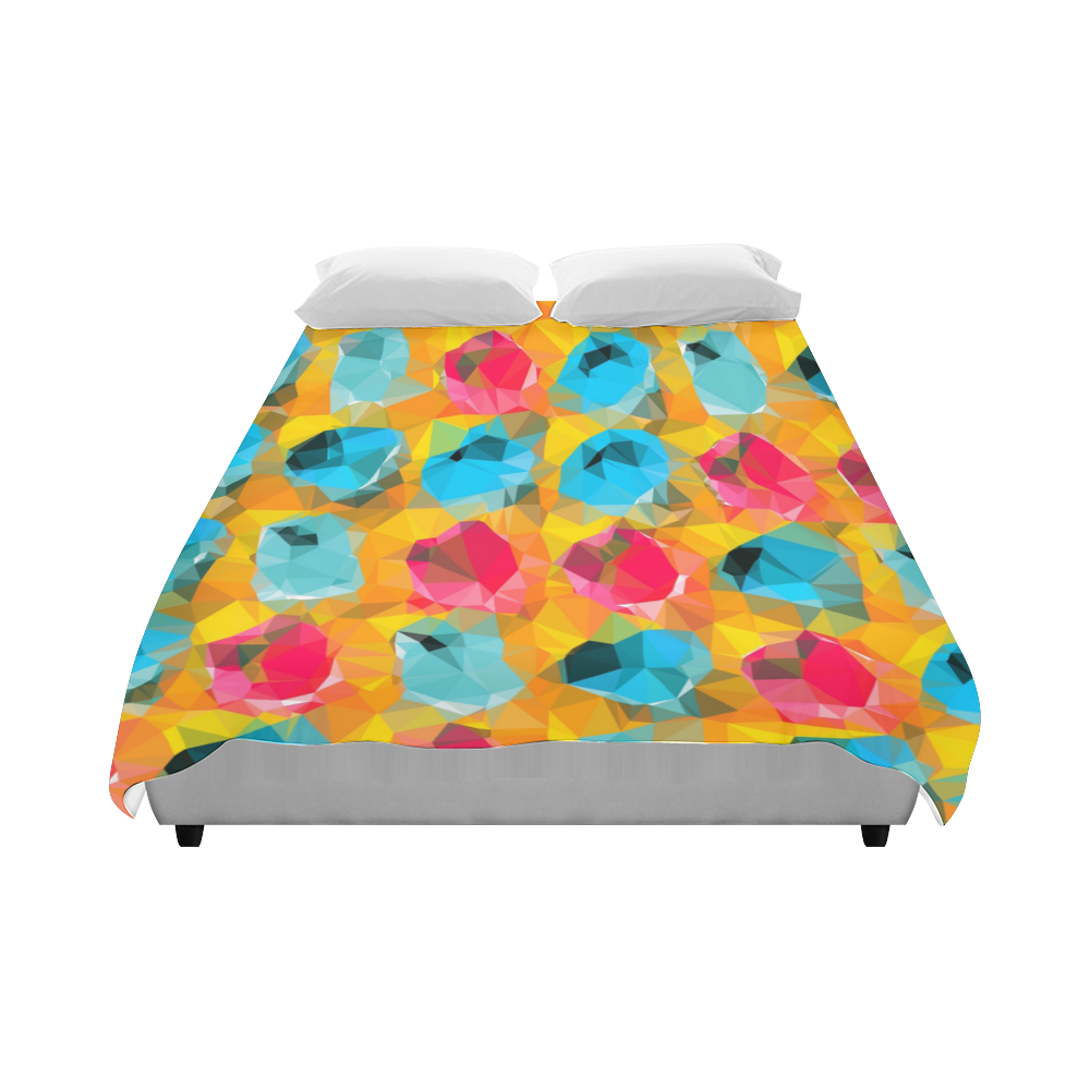 geometric polygon abstract pattern in blue orange red Duvet Cover 86"x70" ( All-over-print)
