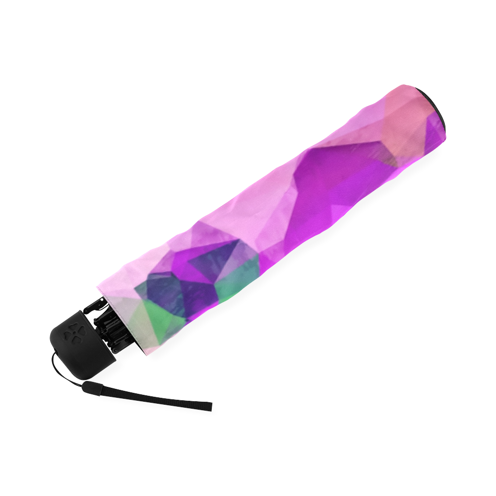 psychedelic geometric polygon pattern abstract in pink purple green Foldable Umbrella (Model U01)