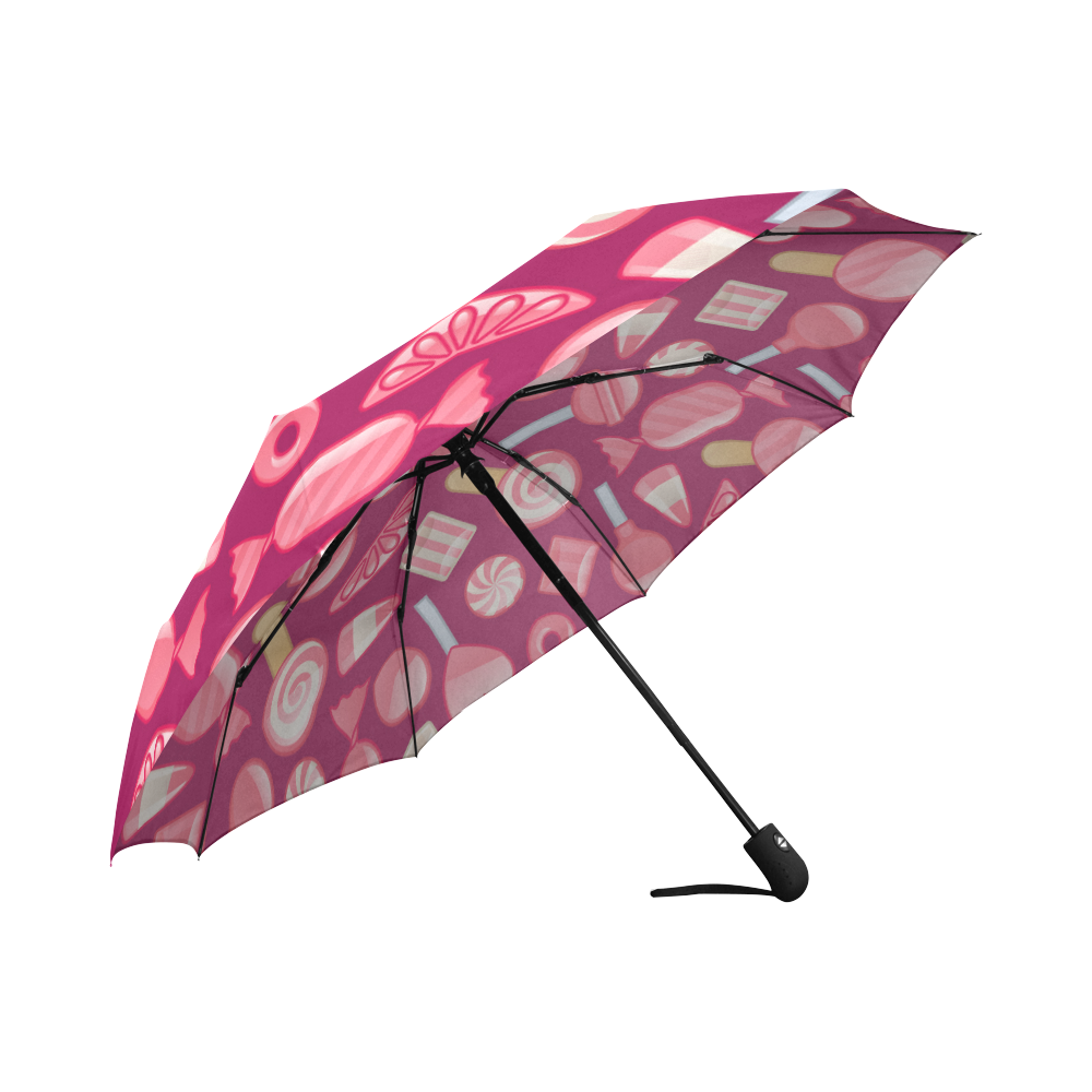 Sweet Candy Cane Love Hearts Auto-Foldable Umbrella (Model U04)