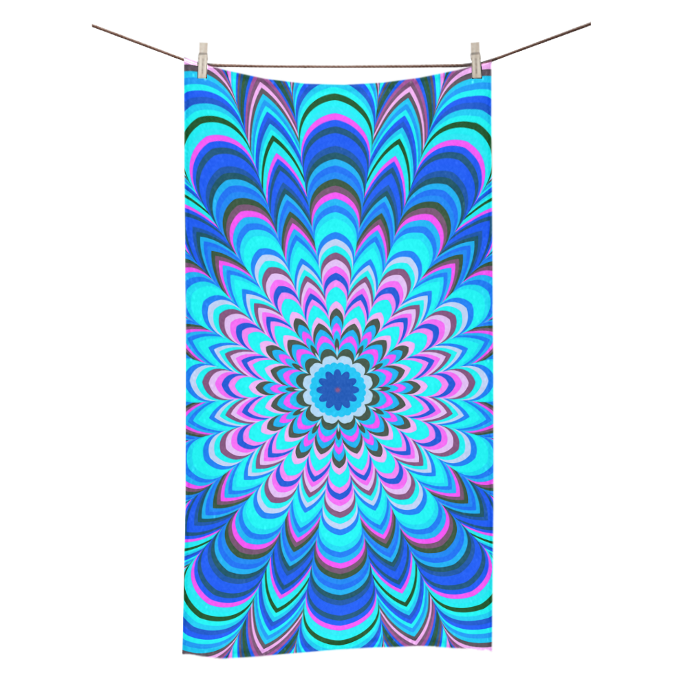 Vibrant blue striped mandala Bath Towel 30"x56"