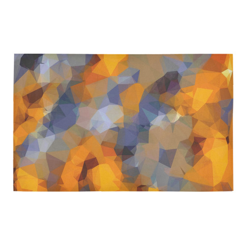 psychedelic geometric polygon abstract pattern in orange brown blue Bath Rug 20''x 32''