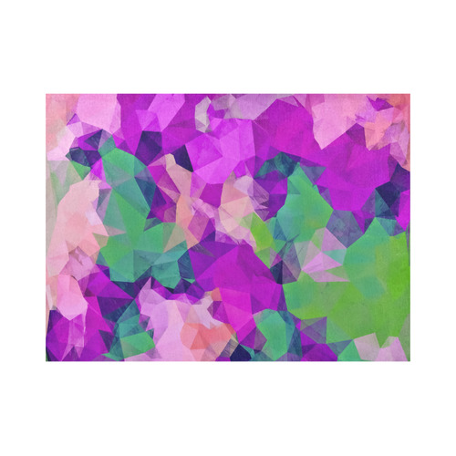 psychedelic geometric polygon pattern abstract in pink purple green Placemat 14’’ x 19’’ (Set of 6)