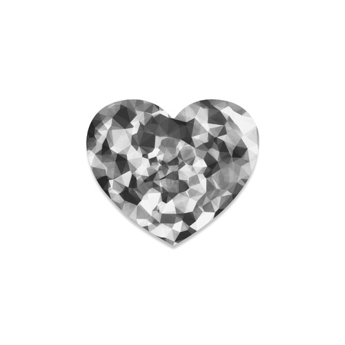contemporary geometric polygon abstract pattern in black and white Heart Coaster