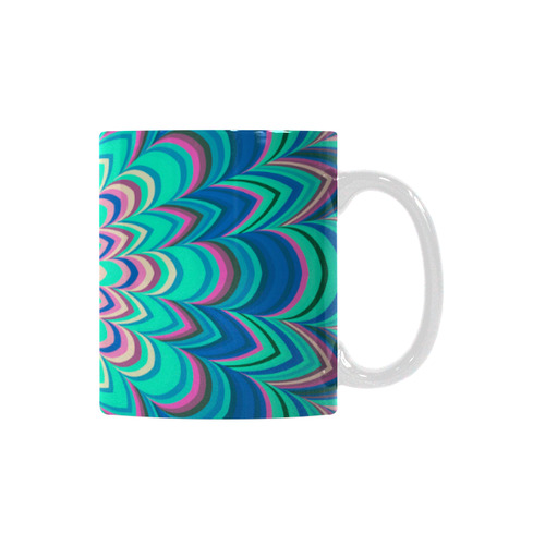 Turquoise flower striped mandala White Mug(11OZ)