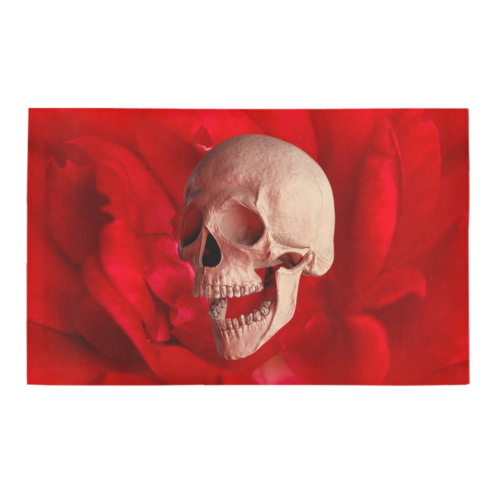 Funny Skull and Red Rose Bath Rug 20''x 32''