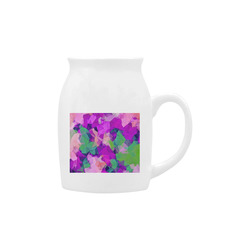 psychedelic geometric polygon pattern abstract in pink purple green Milk Cup (Small) 300ml