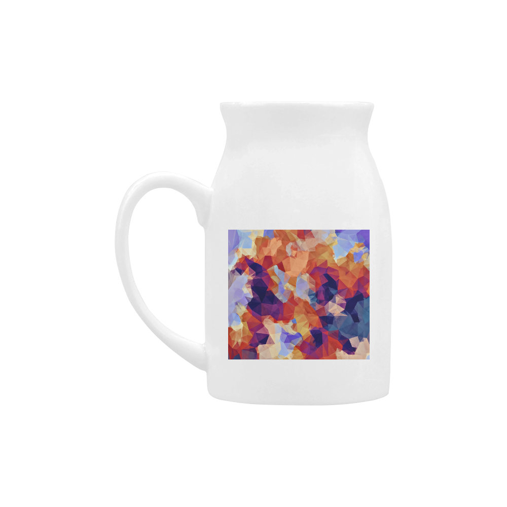 psychedelic geometric polygon pattern abstract in orange brown blue purple Milk Cup (Large) 450ml