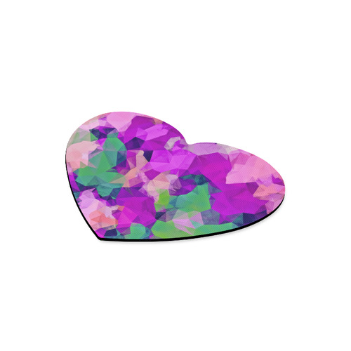 psychedelic geometric polygon pattern abstract in pink purple green Heart-shaped Mousepad