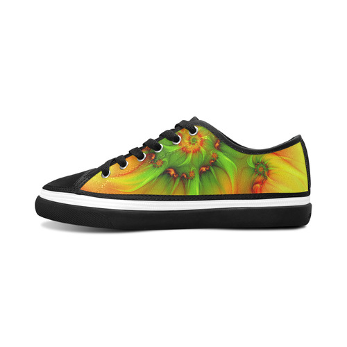 Hot Summer Green Orange Abstract Colorful Fractal Women's Canvas Zipper Shoes/Large Size (Model 001)