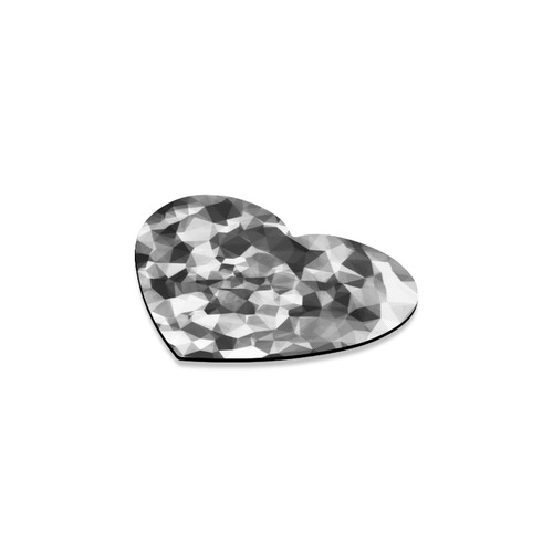 contemporary geometric polygon abstract pattern in black and white Heart Coaster