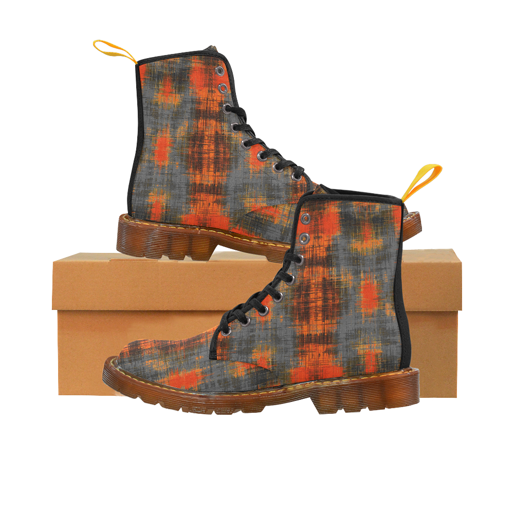 vintage geometric pattern abstract in orange brown black Martin Boots For Women Model 1203H