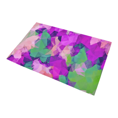 psychedelic geometric polygon pattern abstract in pink purple green Bath Rug 20''x 32''
