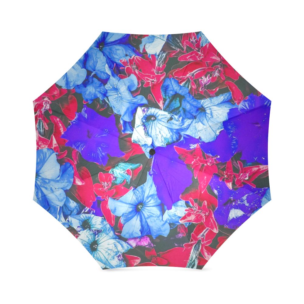 closeup flower texture abstract in blue purple red Foldable Umbrella (Model U01)