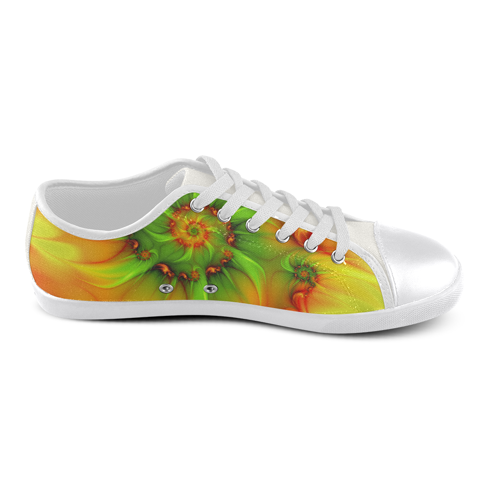 Hot Summer Green Orange Abstract Colorful Fractal Canvas Shoes for Women/Large Size (Model 016)