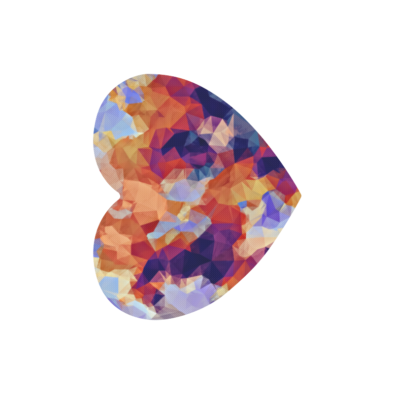 psychedelic geometric polygon pattern abstract in orange brown blue purple Heart-shaped Mousepad