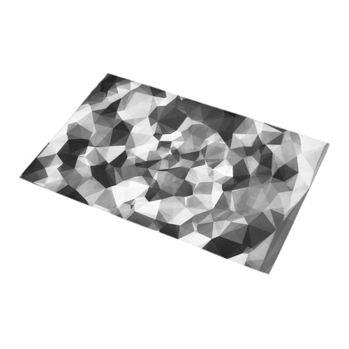 contemporary geometric polygon abstract pattern in black and white Bath Rug 16''x 28''