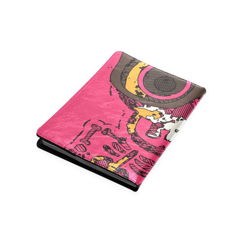 funny skull and bone graffiti drawing in orange brown and pink Custom NoteBook B5