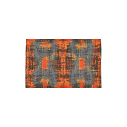 vintage geometric plaid pattern abstract in orange brown black Area Rug 2'7"x 1'8‘’