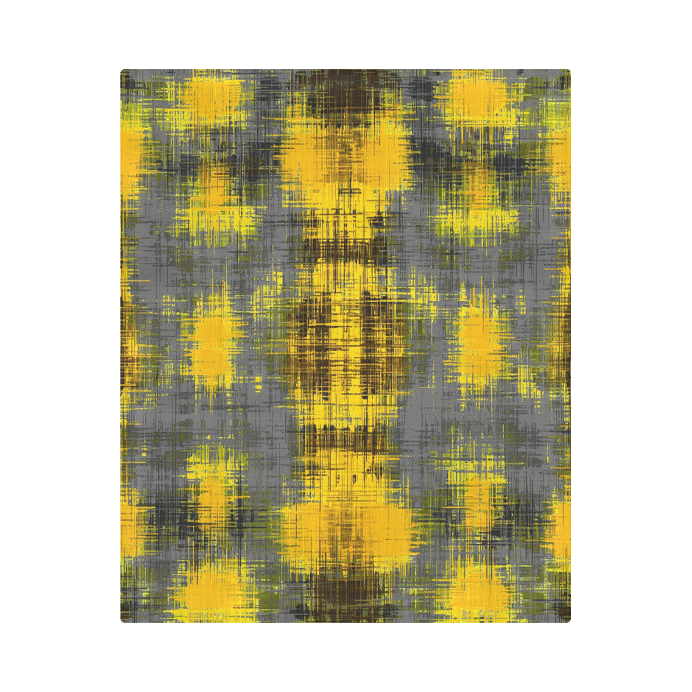 geometric plaid pattern painting abstract in yellow brown and black Duvet Cover 86"x70" ( All-over-print)
