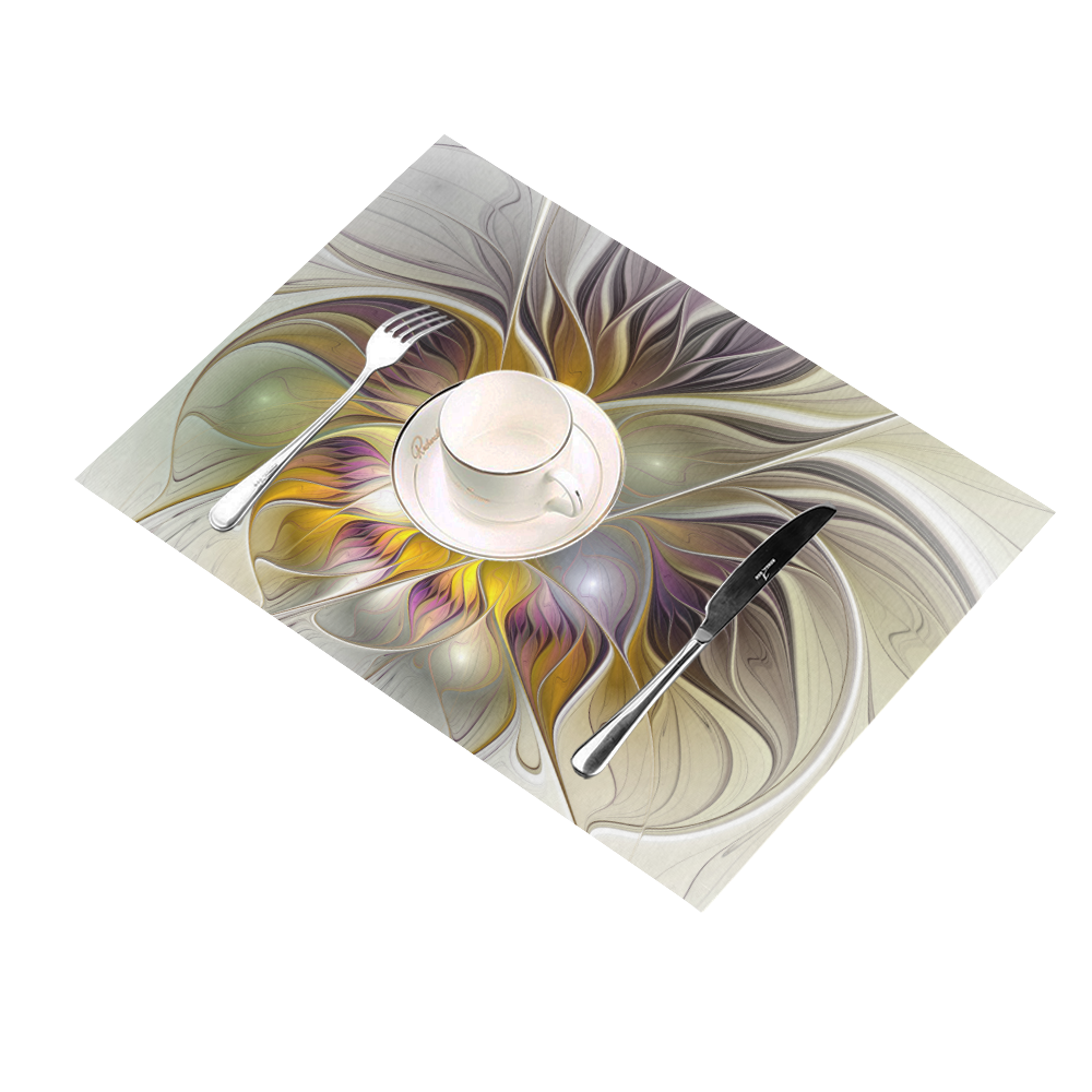 Abstract Colorful Fantasy Flower Modern Fractal Placemat 14’’ x 19’’ (Set of 2)