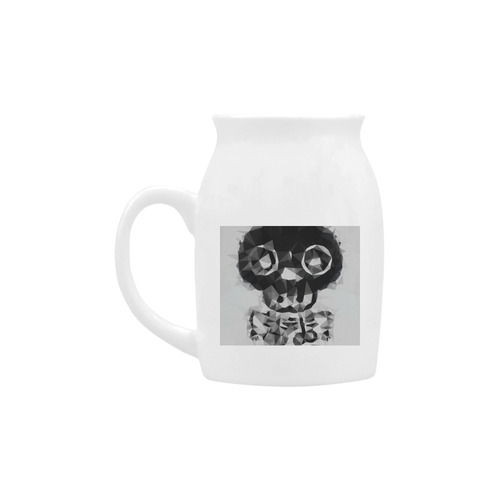 psychedelic skull and bone art geometric triangle abstract pattern in black and white Milk Cup (Small) 300ml