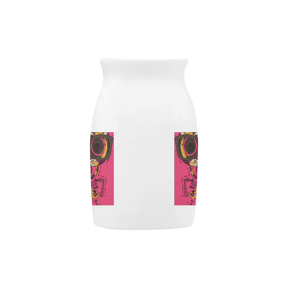 funny skull and bone graffiti drawing in orange brown and pink Milk Cup (Large) 450ml