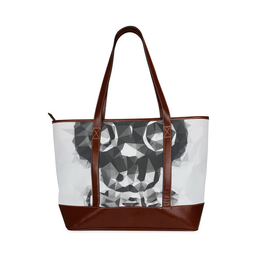 psychedelic skull and bone art geometric triangle abstract pattern in black and white Tote Handbag (Model 1642)
